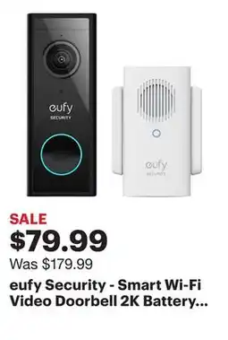 Best Buy eufy Security - Smart Wi-Fi Video Doorbell 2K Battery Operated/Wired with Chime - White/Black offer