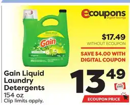 Weis Markets Gain Liquid Laundry Detergents offer