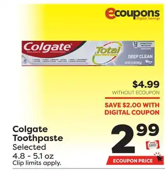 Weis Markets Colgate Toothpaste offer