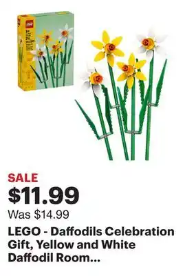 Best Buy LEGO - Daffodils Celebration Gift, Yellow and White Daffodil Room Decor 40747 offer