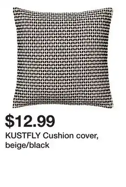 Ikea KUSTFLY Cushion cover, beige/black offer