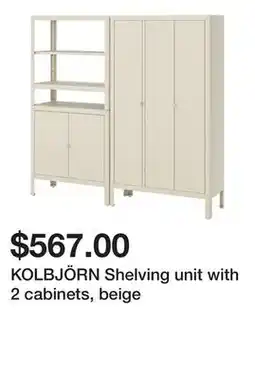 Ikea KOLBJÖRN Shelving unit with 2 cabinets, beige offer