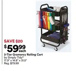 Michaels 3-Tier Gramercy Rolling Cart by Simply Tidy offer