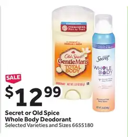 Stop&Shop Secret or Old Spice Whole Body Deodorant offer