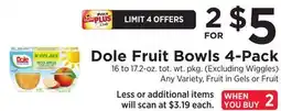 ShopRite Dole Fruit Bowls 4-Pack offer