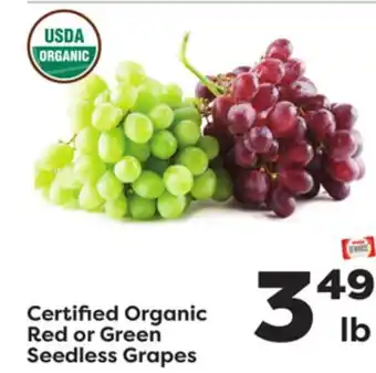 Weis Markets Certified Organic Red or Green Seedless Grapes offer