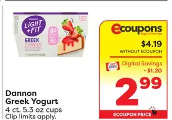 Weis Markets Dannon Greek Yogurt offer