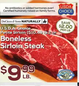 DeCicco & Sons Boneless Sirloin Steak offer