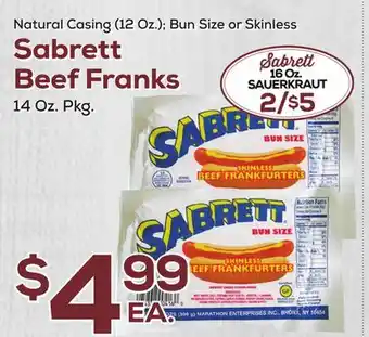 DeCicco & Sons Sabrett Beef Franks 14 Oz. Pkg offer