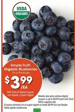 Ralphs Simple Truth Blueberries offer