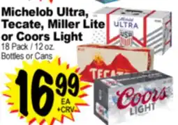 Superior Grocers Michelob Ultra, Tecate, Miller Lite or Coors Light offer