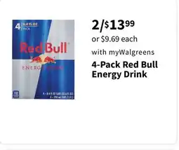 Walgreens 4-Pack Red Bull Energy Drink offer