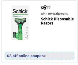 Walgreens Schick Disposable Razors offer