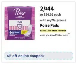 Walgreens Poise Pads offer
