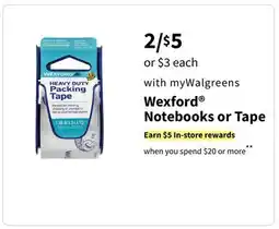 Walgreens Wexford Notebooks or Tape offer