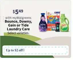 Walgreens Bounce, Downy, Gain or Tide Laundry Care offer