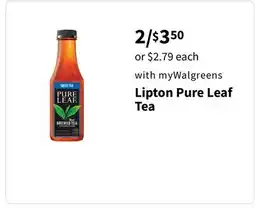 Walgreens Lipton Pure Leaf Tea offer