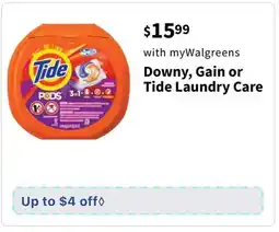 Walgreens Downy, Gain or Tide Laundry Care offer