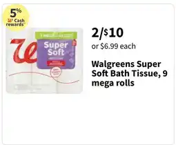 Walgreens Walgreens Super So ft Bath Tissue 9 mega rolls offer