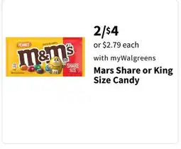 Walgreens Mars Share or King Size Candy offer