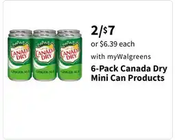 Walgreens 6-Pack Canada Dry Mini Can Products offer