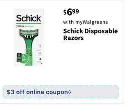 Walgreens Schick Disposable Razors offer