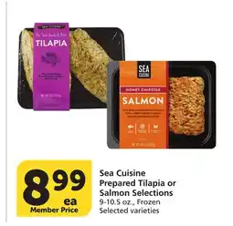 Vons Sea Cuisine Prepared Tilapia or Salmon Selections offer