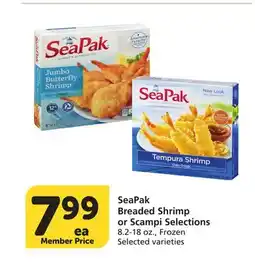 Vons SeaPak Breaded Shrimp or Scampi Selections offer