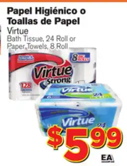 El Super Fresh Virtue Bath Tissue, 24 Roll or Paper Towels, 8 Roll offer