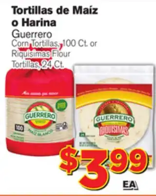 El Super Fresh Guerrero Corn Tortillas, 100 Ct. or Riquisimas Flour Tortillas, 24 Ct offer