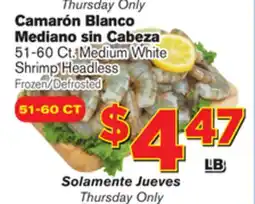 El Super Fresh 51-60 Ct. Medium White Shrimp Headless offer