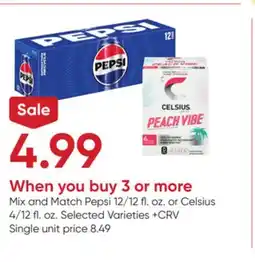 Stater Bros Pepsi 12/12 fl. oz. or Celsius 4/12 fl. oz offer