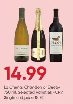 Stater Bros La Crema, Chandon or Decoy offer