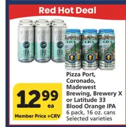 Vons Pizza Port, Coronado, Madewest Brewing, Brewery X or Latitude 33 Blood Orange IPA offer