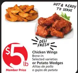 Vons Chicken Wings Bone-in Selected varieties or Potato Wedges offer