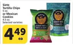 Albertsons Siete Tortilla Chips 5 oz. or Mexican Cookies 4.5 oz offer