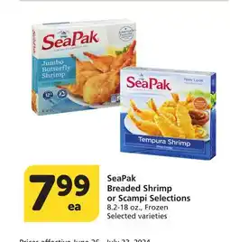 Albertsons SeaPak Breaded Shrimp or Scampi Selections offer