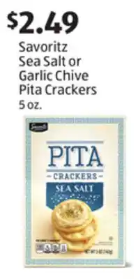 Aldi Savoritz Sea Salt or Garlic Chive Pita Crackers offer
