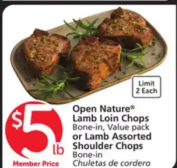 Albertsons Open Nature Lamb Loin Chops Bone-in, Value pack or Lamb Assorted Shoulder Chops Bone-in offer