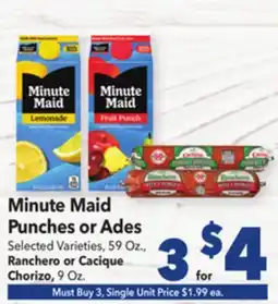Vallarta Supermarkets Minute Maid Punches or Ades offer