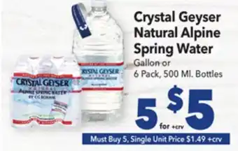Vallarta Supermarkets Crystal Geyser Natural Alpine Spring Water offer