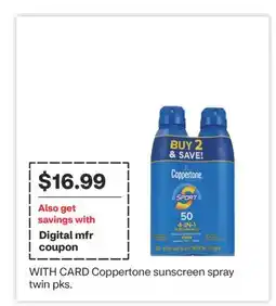 CVS Coppertone sunscreen spray twin pks offer