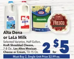 Vallarta Supermarkets Alta Dena or LaLa Milk offer