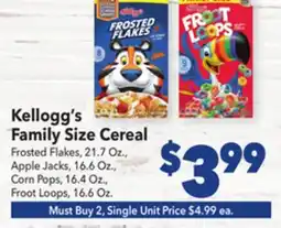 Vallarta Supermarkets Kellogg's Family Size Cereal offer