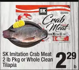 Super King Markets SK Imitation Crab Meat 2 lb Pkg or Whole Clean Tilapia offer