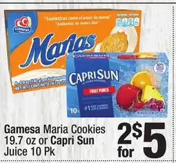 Super King Markets Gamesa Maria Cookies 19.7 oz or Capri Sun Juice 10 Pk offer