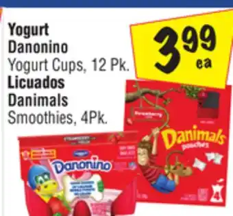 El Super Danonino Yogurt Cups, 12 Pk. Danimals Smoothies, 4Pk offer