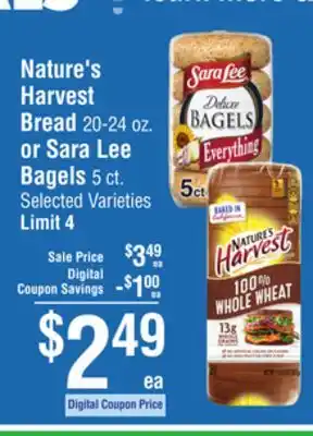 Smart & Final Nature's Harvest Bread or Sara Lee Bagels offer