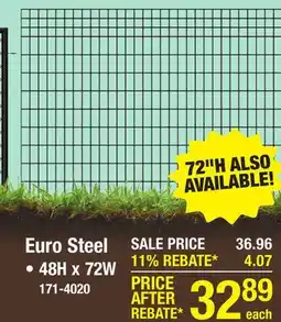 Menards 4 x 6 Black Grid Pattern Euro Steel Fence Panel offer