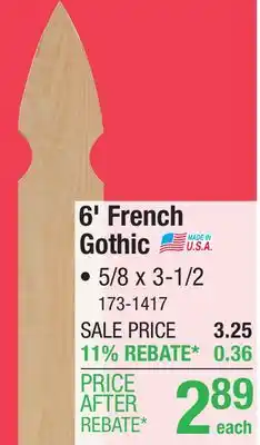 Menards 1 x 4 x 6' Cedar French Gothic Fence Picket offer